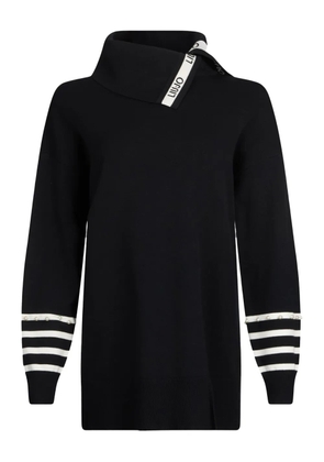LIU JO roll-neck striped-cuff top - Black