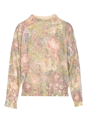 LIU JO floral-print crew-neck sweater - Green