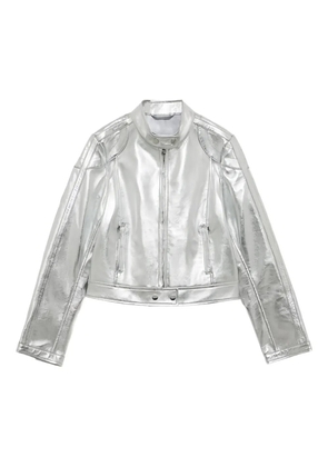 ERMANNO FIRENZE zip-up quilted leather jacket - Silver