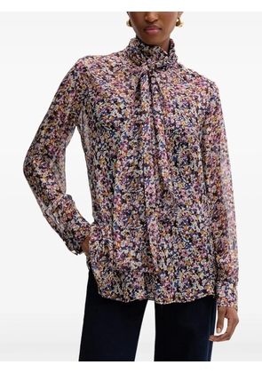 LIU JO floral-pattern pussy-bow blouse - Black