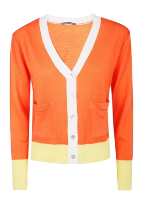 IN BED WITH YOU contrast-trim wool cardigan - Orange
