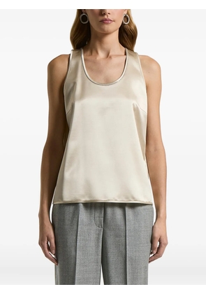 Peserico U-neck trim top - Neutrals