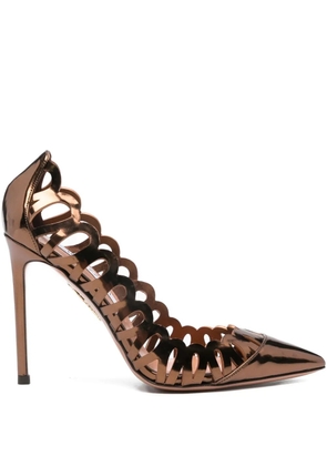 Aquazzura 105mm Peep laser-cut pumps - Brown