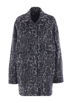 Federica Tosi leopard-print buttoned coat - Grey
