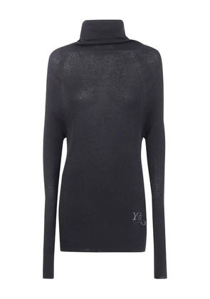 Y's embroidered-logo turtleneck sweater - Black