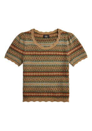 Ralph Lauren RRL Sofia striped knitted short-sleeve T-shirt - Brown