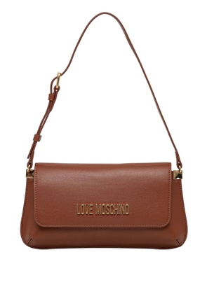 Love Moschino logo flap shoulder bag - Brown