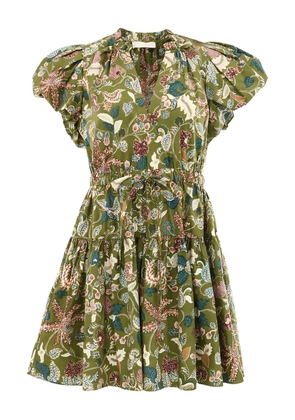 Ulla Johnson Izel puff-sleeve floral mini dress - Green