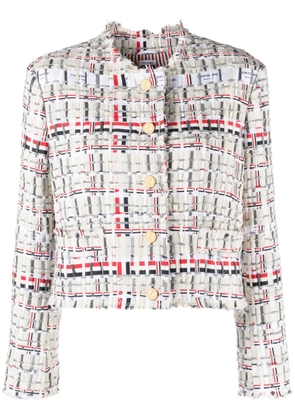 Thom Browne RWB stripe deconstructed-design tweed jacket - Neutrals