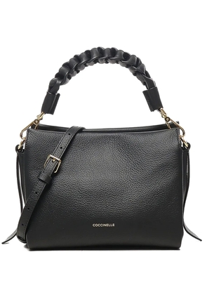 Coccinelle small braided-handle leather shoulder bag - Black