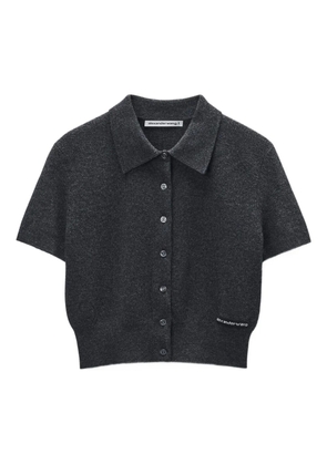 Alexander Wang logo-patch polo-collar cardigan - Black