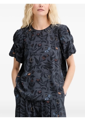 MUNTHE Lustanna floral puff-sleeve blouse - Grey