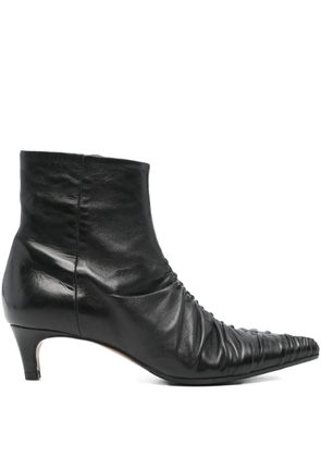 lorena paggi 50mm pleated pointed-toe ankle boots - Black