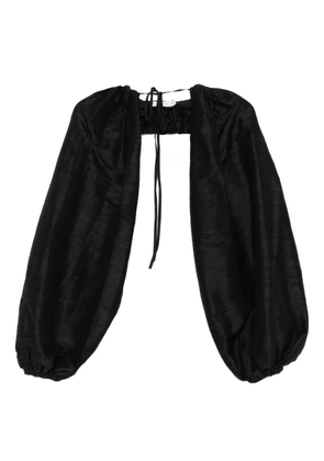 diotima bishop-sleeve tie-fastening top - Black