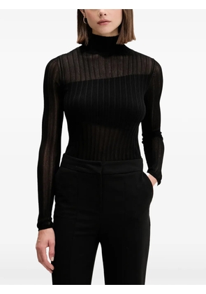 HUGO sheer ribbed top - Black