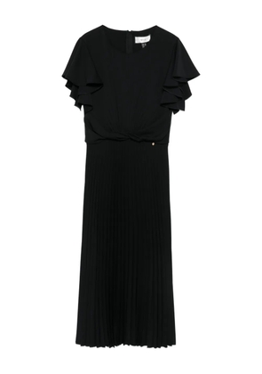 NISSA pleated ruffle midi dress - Black