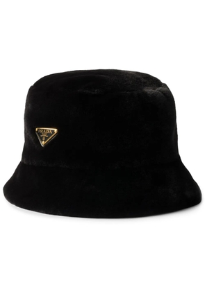 Prada enamel triangle-logo bucket hat - Black