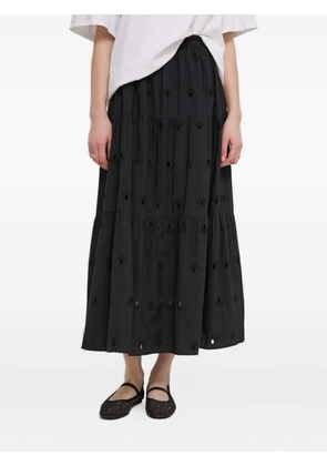 Desigual eyelet-embroidered tiered maxi skirt - Black