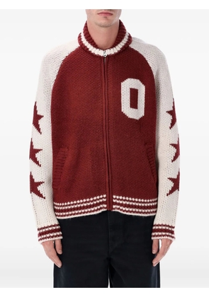 Obey zip-up knitted cardigan - Red