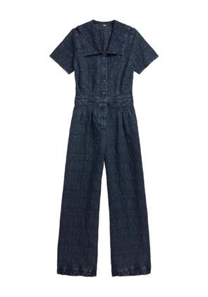 Ralph Lauren RRL patterned-jacquard short-sleeve jumpsuit - Blue