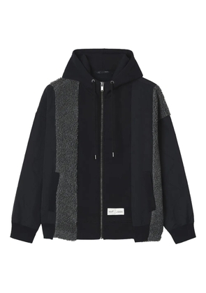 FIVE CM fleece-panelled zip-up hoodie - Black