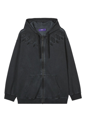 aftermaths embroidered zip-up hoodie - Black