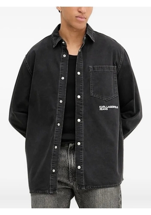 Karl Lagerfeld Jeans embroidered-pocket denim overshirt - Black
