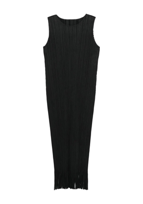 Pleats Please Issey Miyake Wave pleated-fringe midi dress - Black