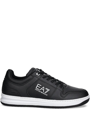 Ea7 Emporio Armani logo-detail leather sneakers - Black
