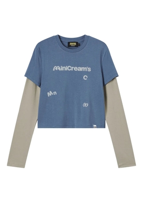 Mini Cream layered graphic-print top - Blue