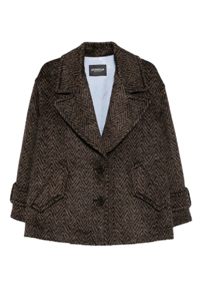 DONDUP herringbone-pattern button coat - Brown