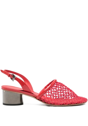 Ferragamo sling-back net heeled pumps - Red