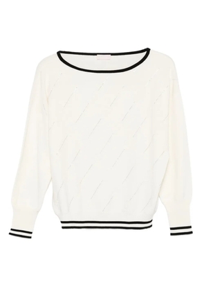 LIU JO diagonal-stripe detailed sweater - Neutrals