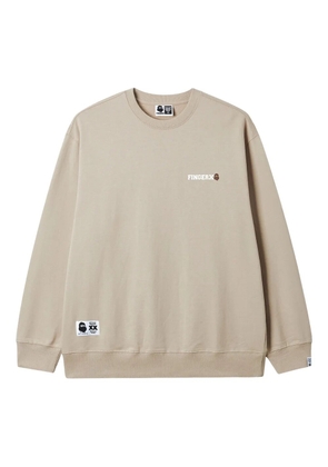 FINGERCROXX logo-embroidered crew neck sweatshirt - Neutrals