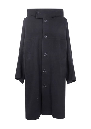 Y's hooded button-down wool coat - Black