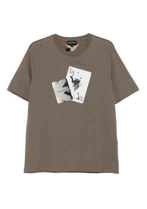 Emporio Armani graphic-print T-shirt - Brown