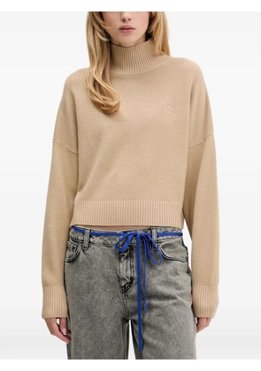 HUGO roll-neck logo knitwear - Neutrals