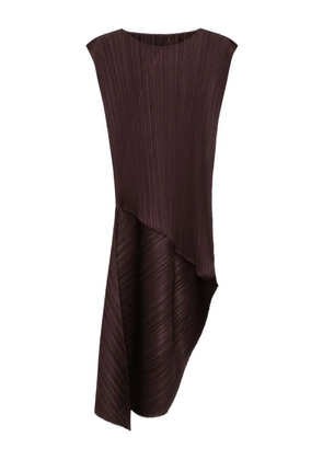 Pleats Please Issey Miyake Leap pleated asymmetric midi dress - Brown