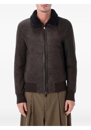 Sword zip-fastening leather jacket - Brown