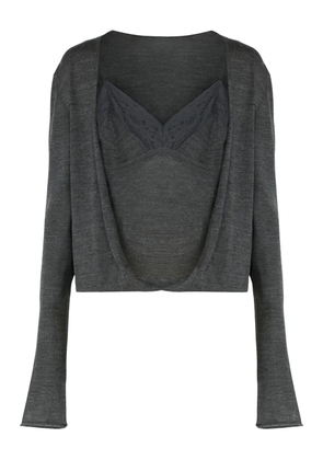 Alberta Ferretti open-front wool cardigan - Grey
