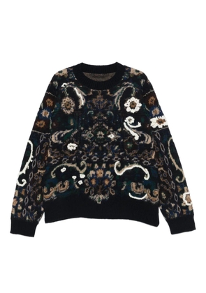 sacai floral-pattern crew-neck sweater - Blue