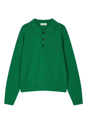TOMBOY fine-knit polo jumper - GREEN