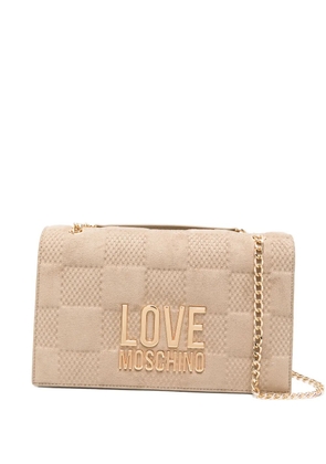 Love Moschino quilted logo shoulder bag - Neutrals