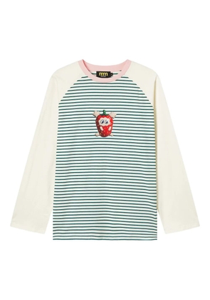 Mini Cream strawberry-print striped top - Neutrals