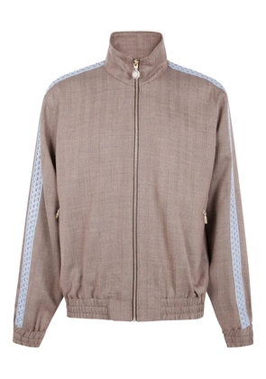 Drôle De Monsieur embroidered herringbone jacket - Brown