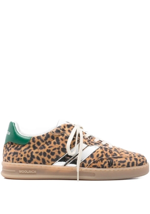Woolrich leopard-print stripe trainers - Brown