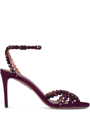 Aquazzura 90mm embellished scalloped-edges heeled sandals - Red