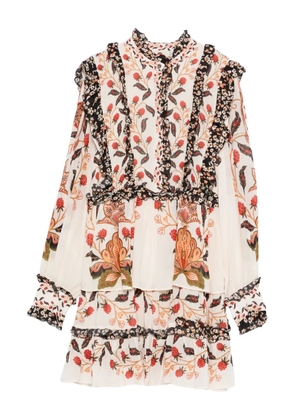 FARM Rio floral-print ruffled dress - Neutrals