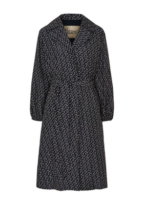 Herno chain-print belted trench coat - Blue