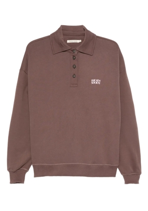 THE NEW SOCIETY logo-print long-sleeve polo shirt - Brown